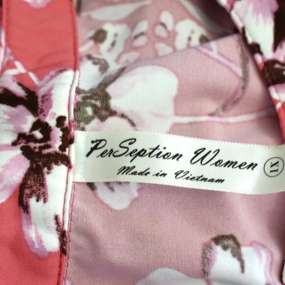 Women's Per Seption Top Blouse Floral Short Sheer Sleeves Career SIZE 1X Pink - Picture 10 of 11